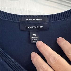 Lands' End Deep Blue Supima Cotton Sweater 3X